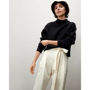 Everlane Sweatshirt Womens Black Track Crop Mock Neck Pullover Sweater